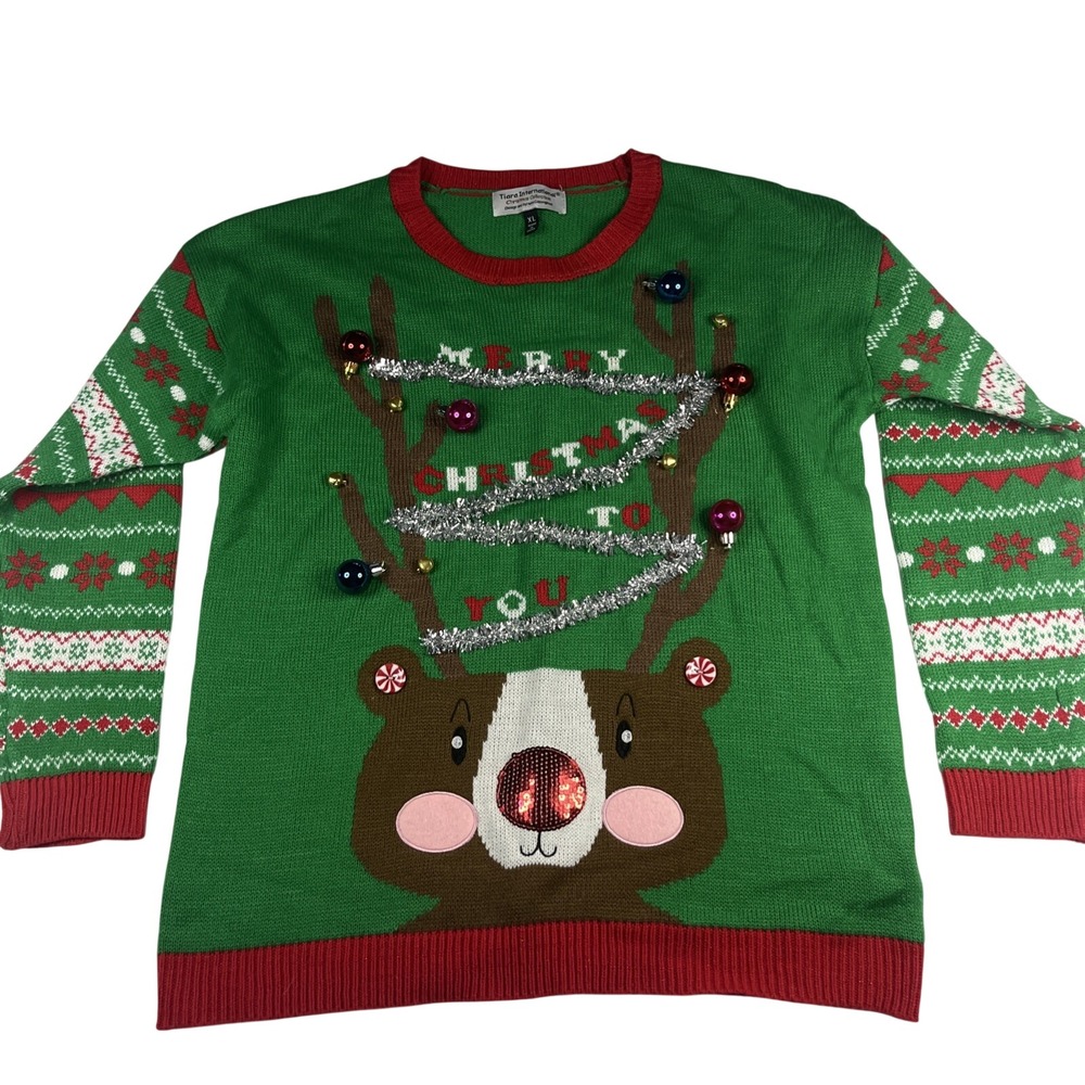 Tiara International Christmas Sweater Mens Or‎ Woman's Ugly Sweater XL